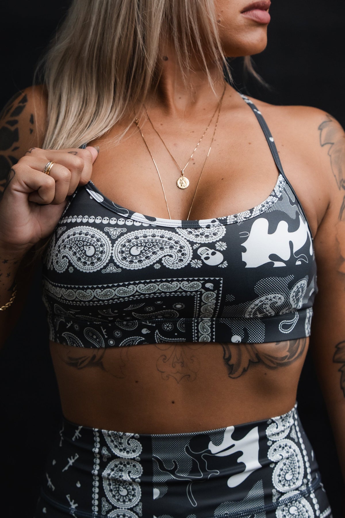 Y-Back Sports Bra | Pew Pew Paisley by Tango Charlie Apparel