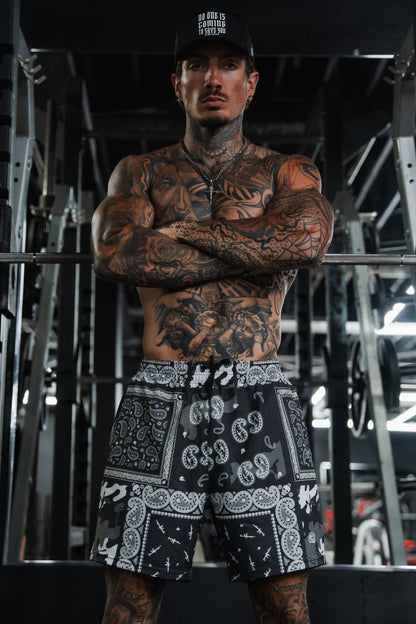 Men's Performance Training Shorts | 5.5"- Pew Pew Paisley by Tango Charlie Apparel