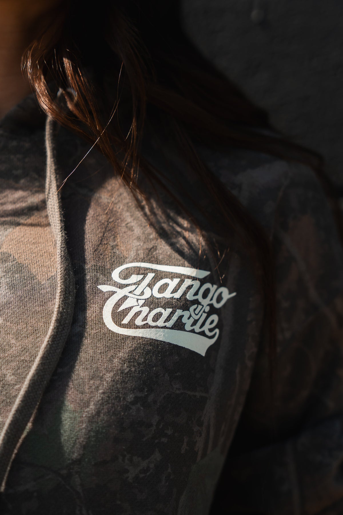 Lift Heavy. Trust God. - Premium Darkwood Camo Hoodie by Tango Charlie Apparel