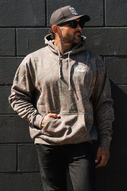 Lift Heavy. Trust God. - Premium Darkwood Camo Hoodie by Tango Charlie Apparel
