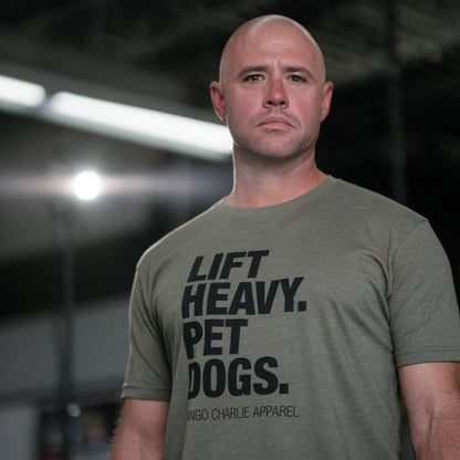 Lift Heavy. Pet Dogs. - Tee by Tango Charlie Apparel