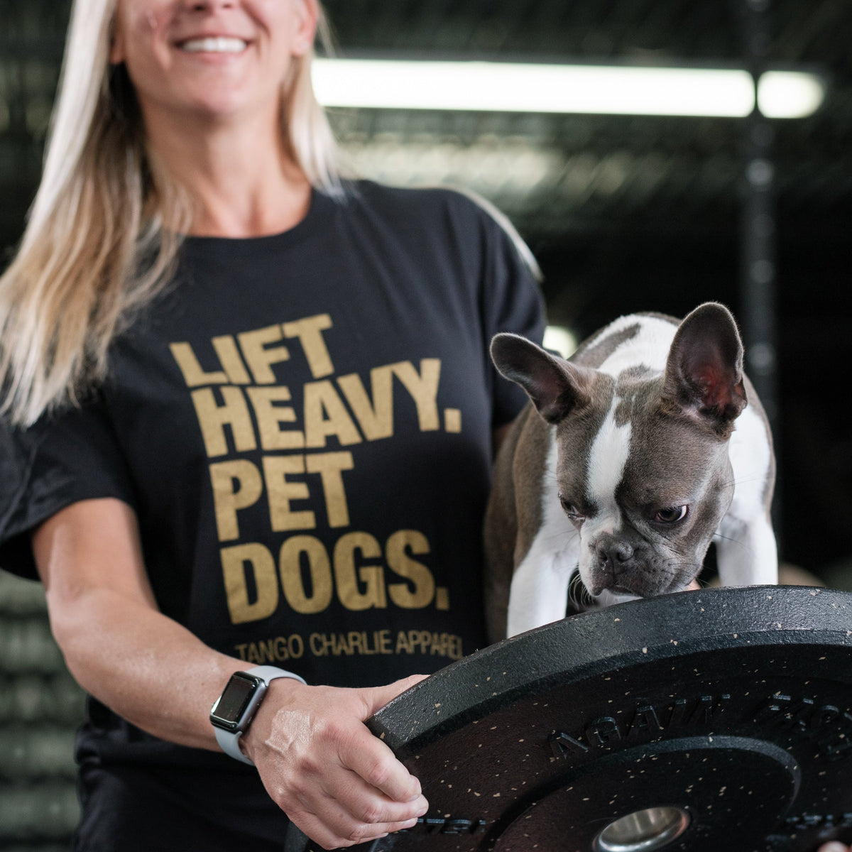 GOLD Edition Lift Heavy. Pet Dogs. - Tee by Tango Charlie Apparel