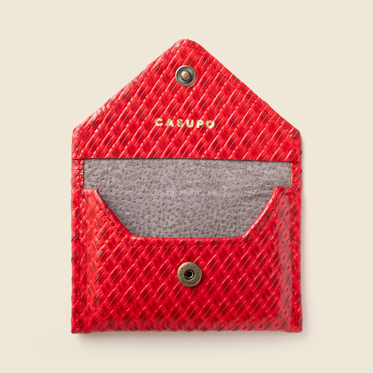 Mini Envelope Wallet With RFID protection - Red Woven by CASUPO