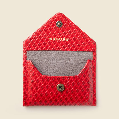 Mini Envelope Wallet With RFID protection - Red Woven by CASUPO