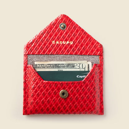 Mini Envelope Wallet With RFID protection - Red Woven by CASUPO