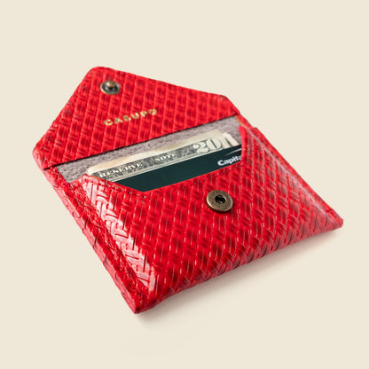 Mini Envelope Wallet With RFID protection - Red Woven by CASUPO