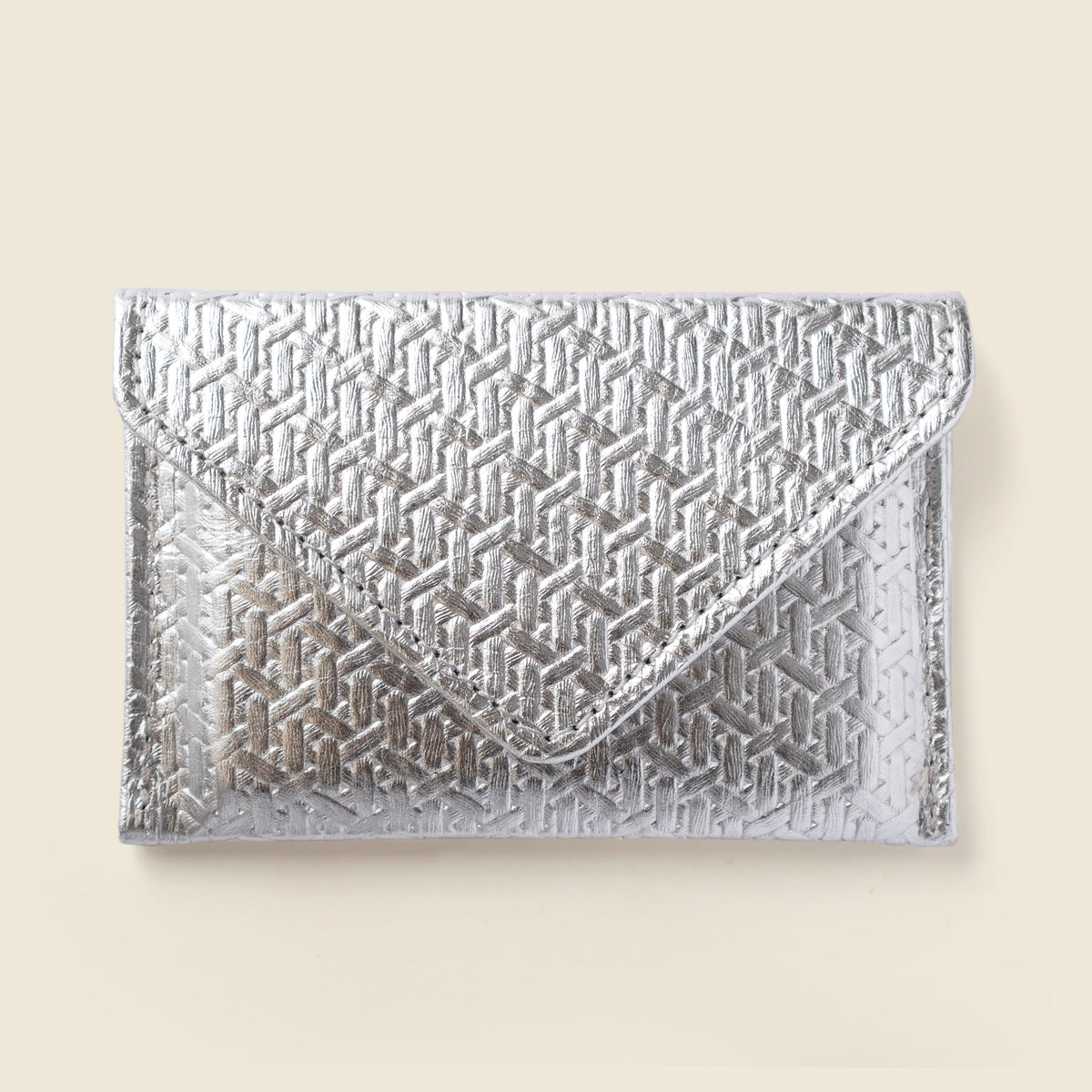 Mini Envelope Wallet With RFID protection - Silver Woven by CASUPO