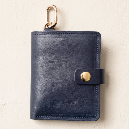 Leather Bifold Wallet with Snap & Key Ring - Marine Blue by CASUPO