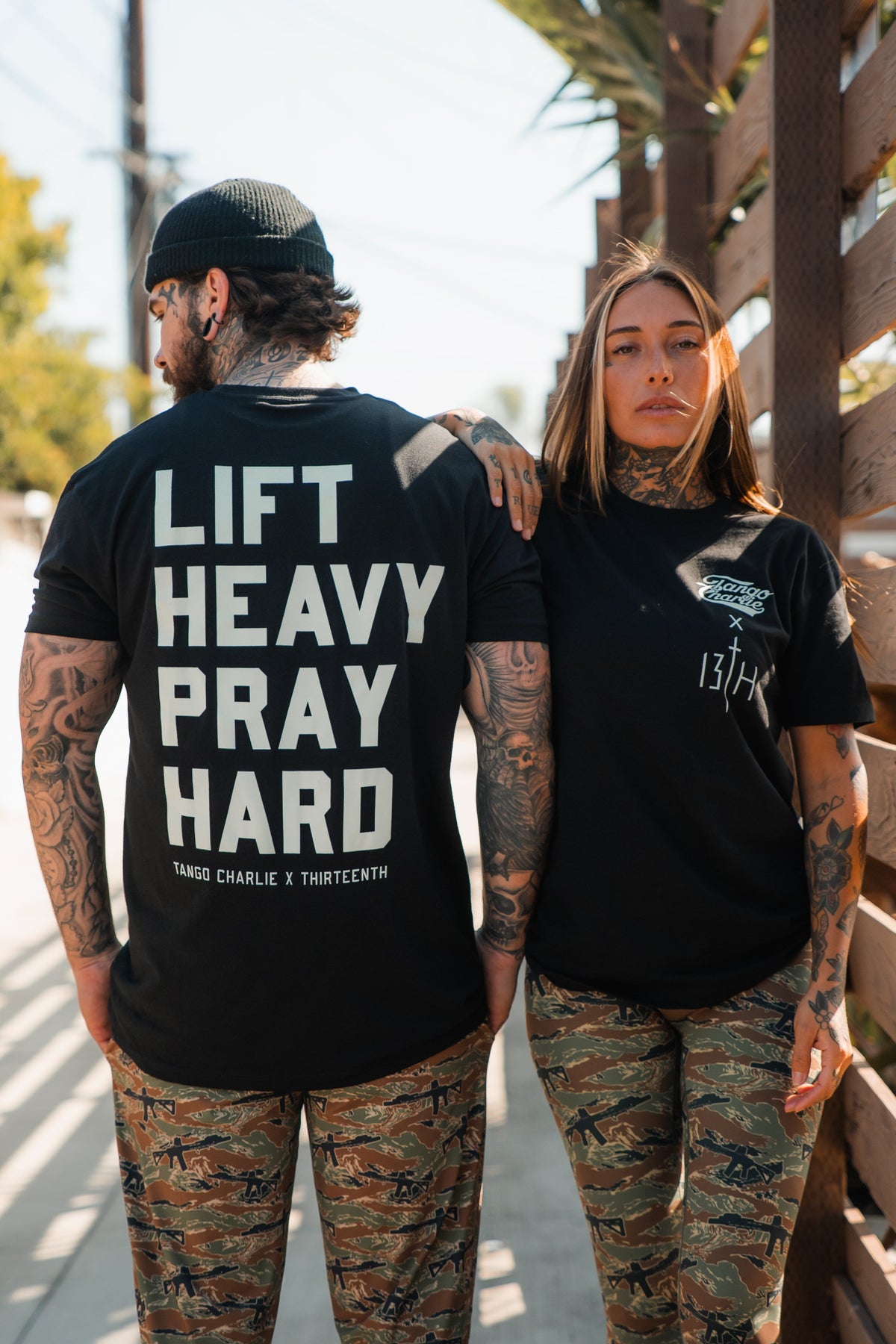 Lift Heavy. Pray Hard. - Black Tee by Tango Charlie Apparel
