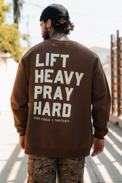 Lift Heavy. Pray Hard. - Crewneck by Tango Charlie Apparel