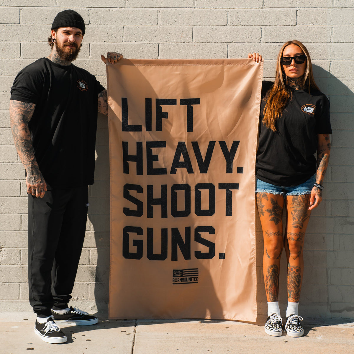 Lift heavy. Shoot Guns. - Flag by Tango Charlie Apparel
