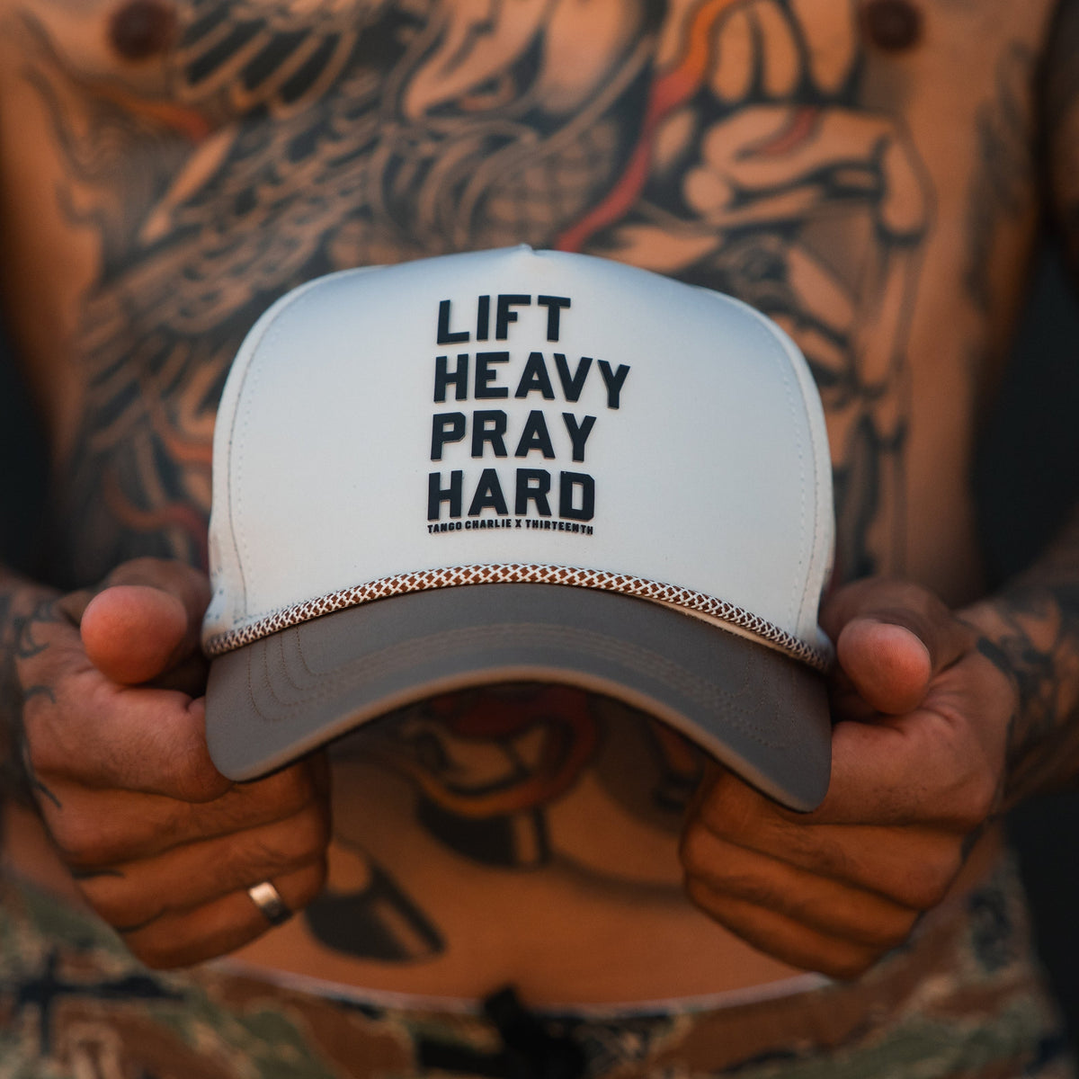 Lift Heavy. Pray Hard. Hydro - Snapback Hat by Tango Charlie Apparel