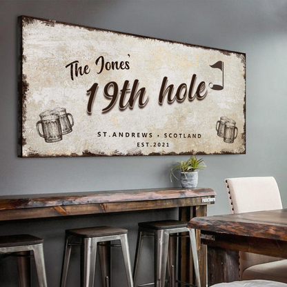 19th Hole personalized golf canvas sign by Tailored Canvases, view 10