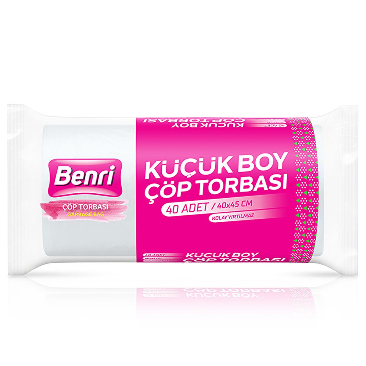 Benri Small Trash Bags - Pack of 40, Durable & Hygienic for Bathroom & Kitchen Use by Beauty Care Bag