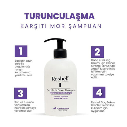 Reshell Purple In Power Anti-Brass Purple Shampoo: Neutralize Orange Tones for Blonde, Grey & Highlighted Hair (500ml) by Beauty Care Bag