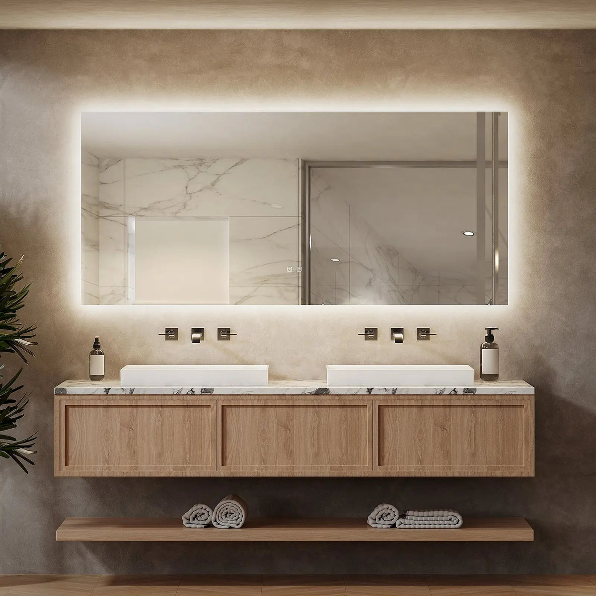 Deluxe Sleek Backlit LED Bathroom Mirror by HAUSVITA