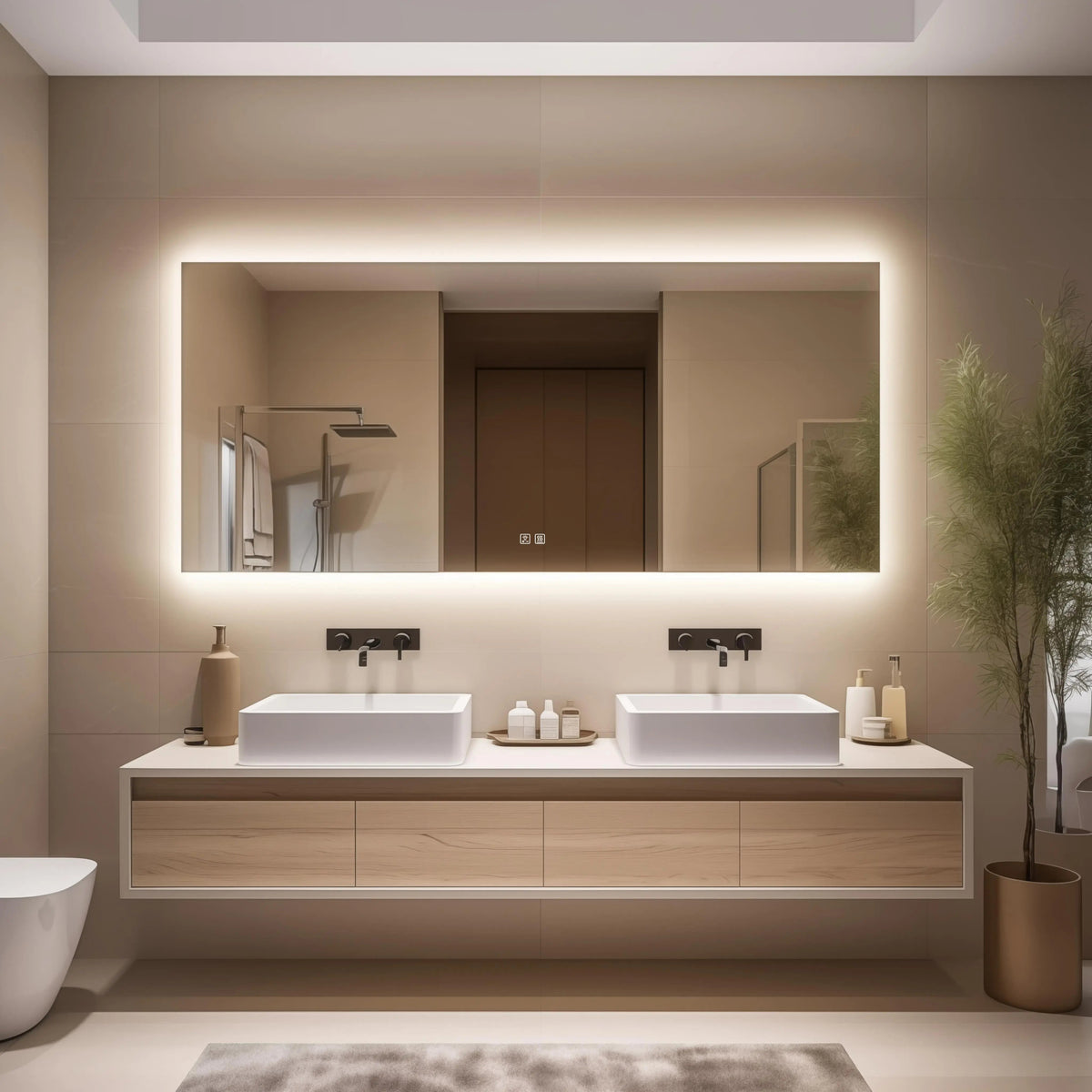 Deluxe Sleek Backlit LED Bathroom Mirror by HAUSVITA