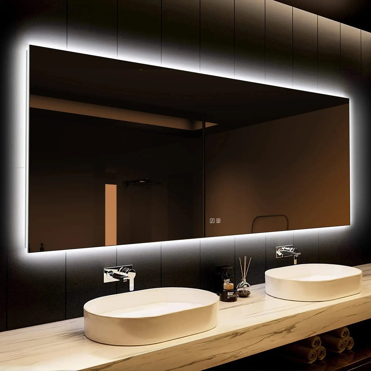 Deluxe Sleek Backlit LED Bathroom Mirror by HAUSVITA