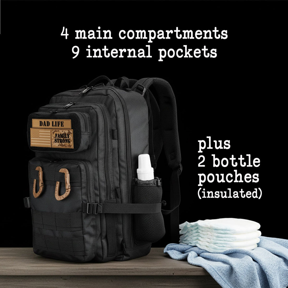 JUG 30L Dad Diaper Bag Backpack - Black by Active Doodie Gear­®