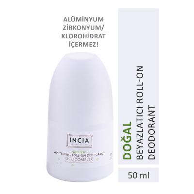 Incia Natural Whitening Roll On Deodorant 50 Ml - Non-Antiperspirant, Natural Mineral Salt, Licorice Root Extract by Beauty Care Bag