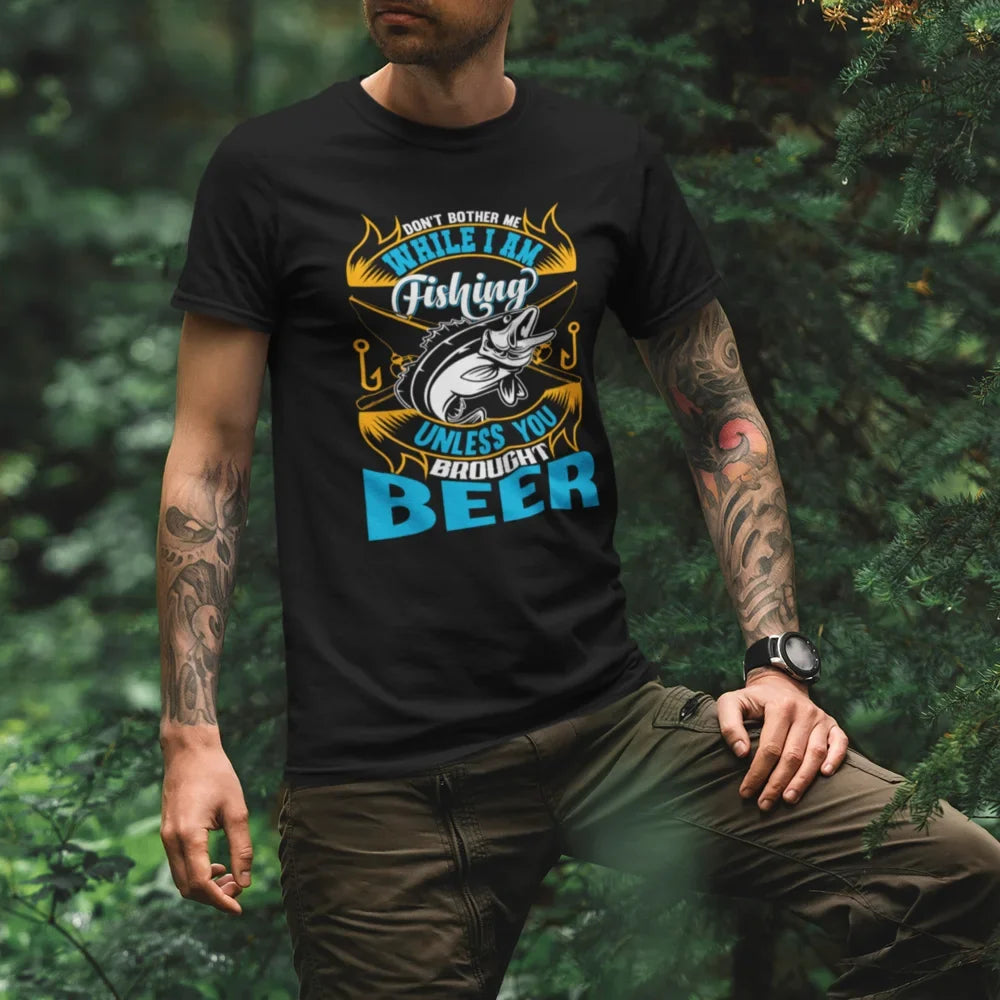 Don't Bother Me While I'm Fishing Man T-Shirt by Outdoorzees