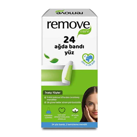Remove Care Facial Wax Strips: Achieve Smooth, Hair-Free Skin for Up to 4 Weeks. Easy At-Home Face Waxing Kit with Post-Wax Wipes (24 Strips) by Beauty Care Bag