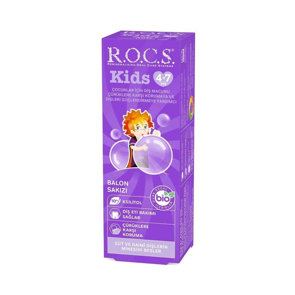 ROCS Kids bubble gum toothpaste for ages 4-7