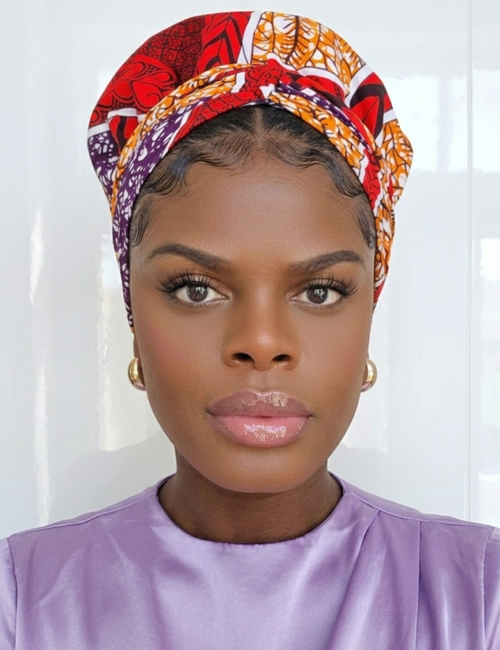 Kente African print bonnet wrap with long strap