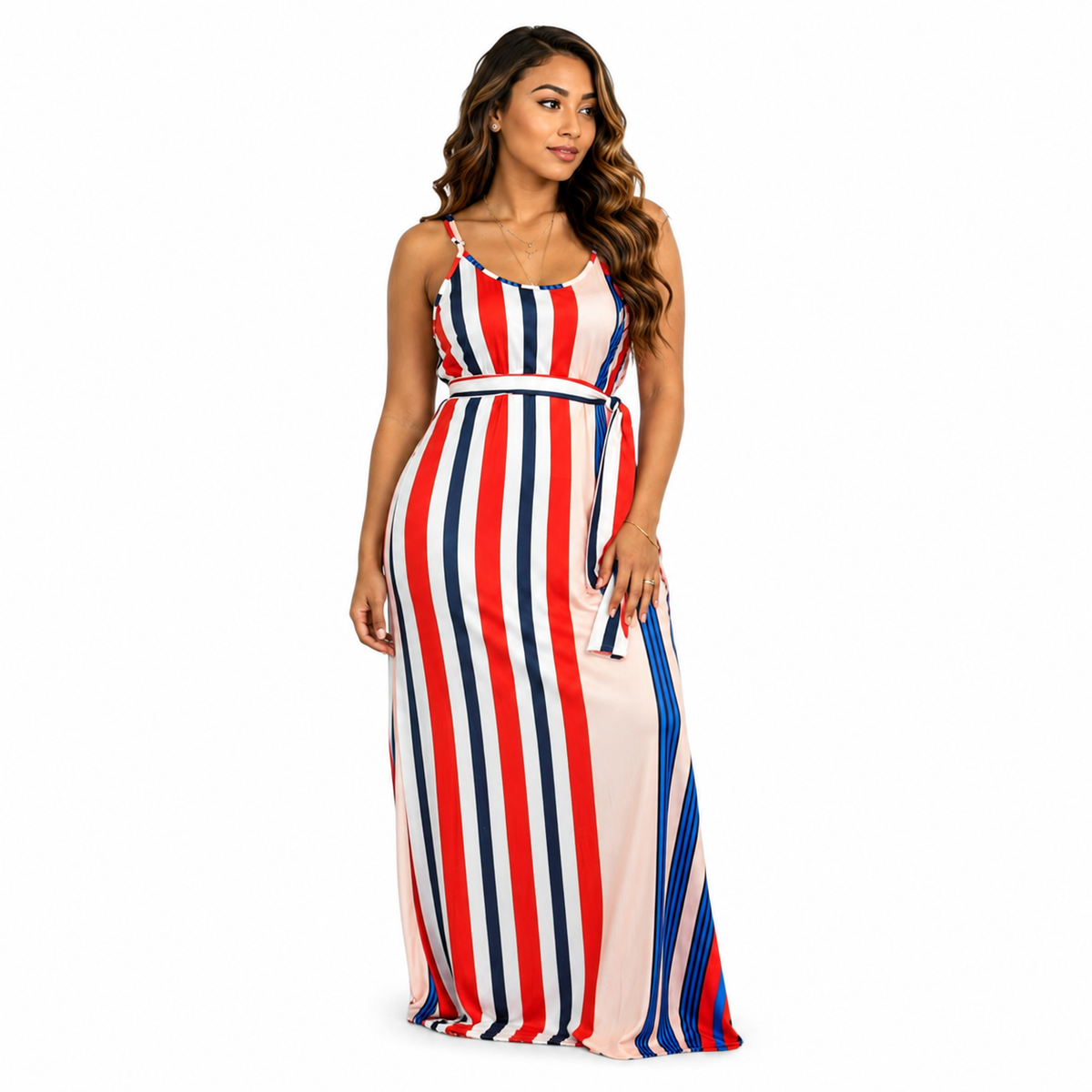 Striped sleeveless maxi dress – view 6