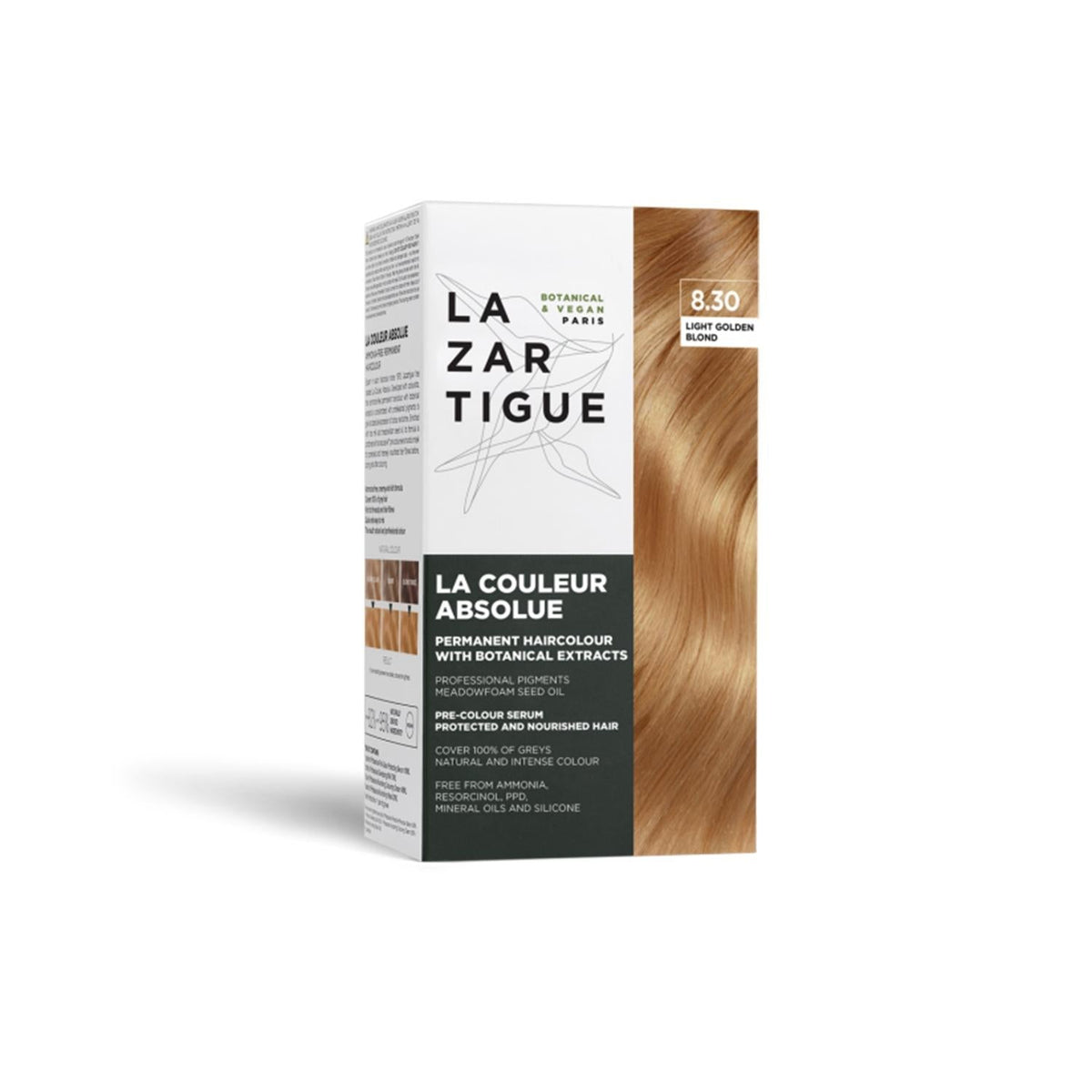 Lazartigue Absolue Colour 8.30 Golden Light Blonde Hair Dye - Permanent, Long-Lasting Blonde Hair Color by Beauty Care Bag