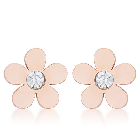 Avera Daisy 0.3ct CZ Stainless Steel Flower Stud Earrings by Avera Group