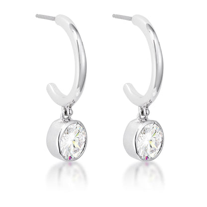 Avera 7mm Cz Plated Drop Hooplet Earrings in Silver by Avera Group