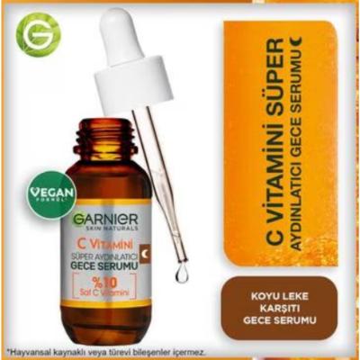 Garnier Vitamin C Serum - Anti-aging Night Serum for Brightening & Hydration, Vegan Skincare, 1.01 fl oz by Beauty Care Bag