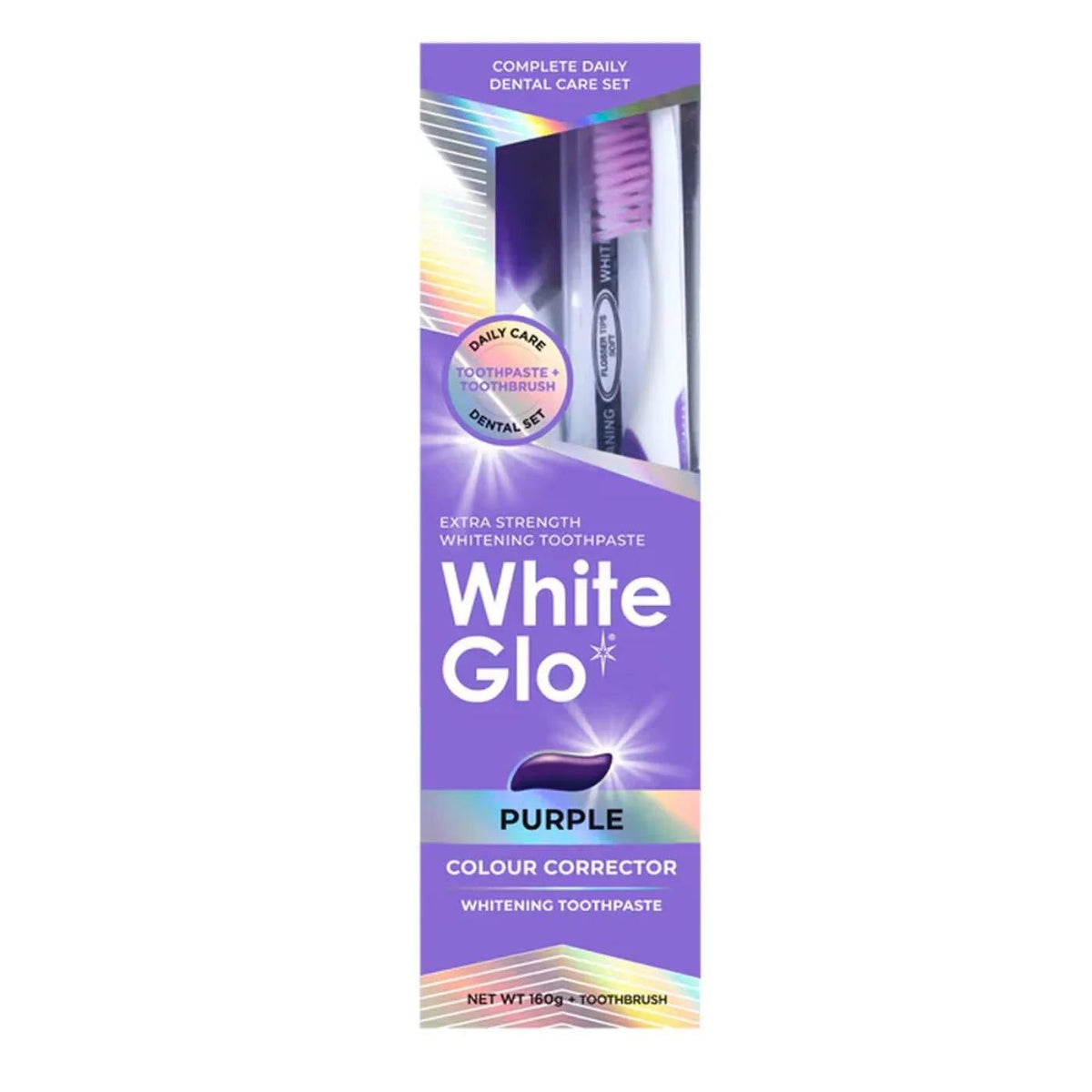 White Glo Purple Colour Corrector Teeth Whitening Toothpaste 160g by Beauty Care Bag