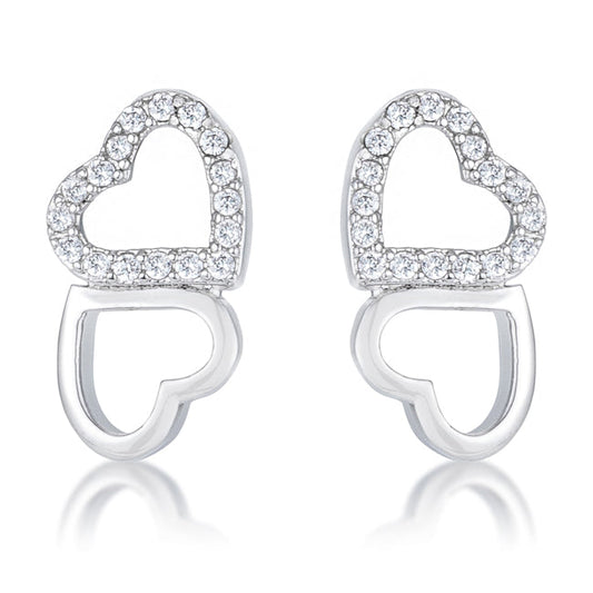 Avera Melded Hearts and Cubic Zirconia Stud Earrings by Avera Group
