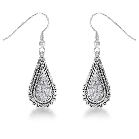 Avera Group .45 ct teardrop earrings with cubic zirconia in silver