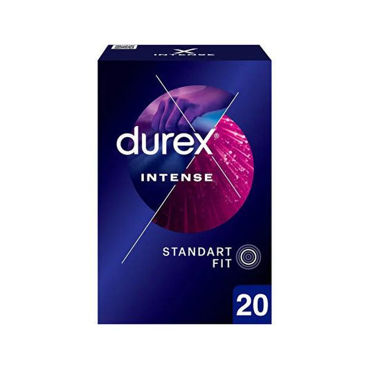 Durex Intense Condoms - 20 Count - Lubricated for Longer Performance by Beauty Care Bag