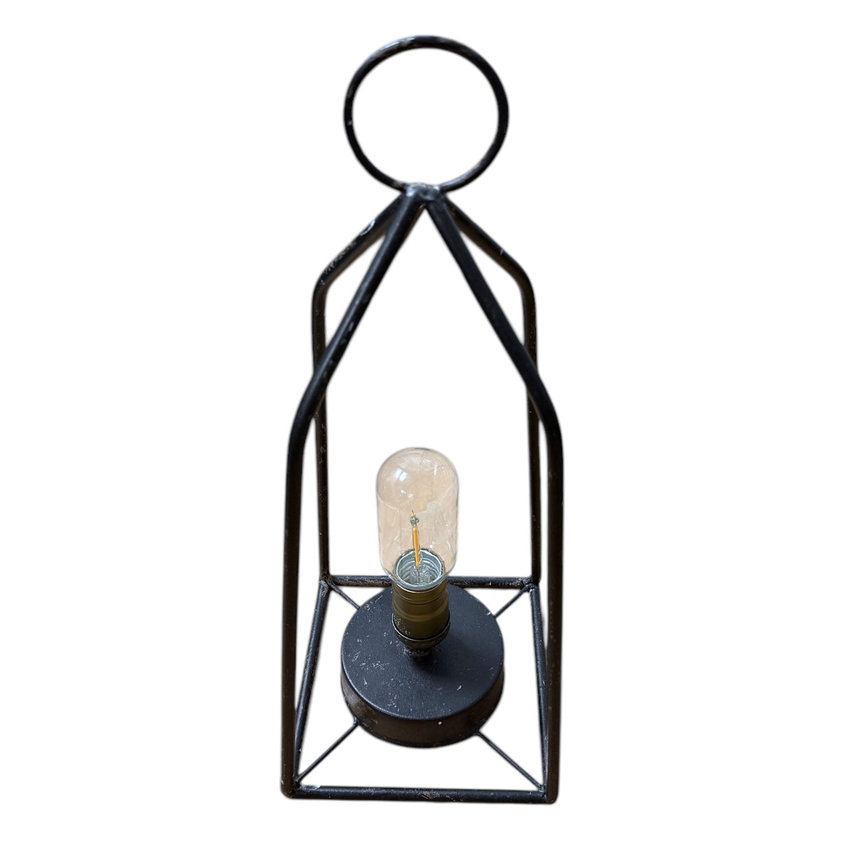 Black Iron Tabletop LED Lantern | Battery-Operated with Timer by Rust & Cinder