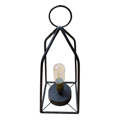 Black Iron Tabletop LED Lantern | Battery-Operated with Timer by Rust & Cinder