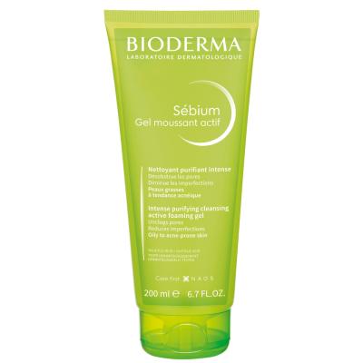 Bioderma Sebium Foaming Gel Active: Oil Control & Acne Defense - Gentle, Hypoallergenic Face Wash for Oily & Acne-Prone Skin (6.76 fl oz) by Beauty Care Bag