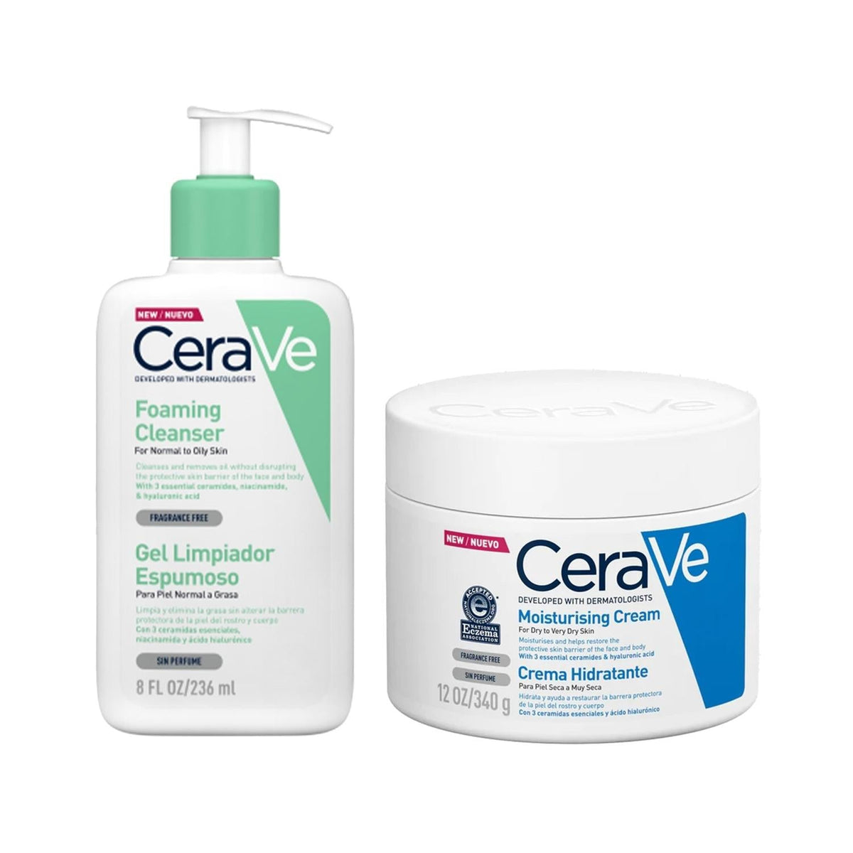 CeraVe foaming cleanser and moisturizing cream set