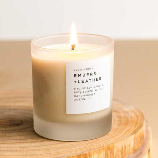 Embers + Leather - Signature Candle (Vetiver + Cedar + Patchouli) by Slow North
