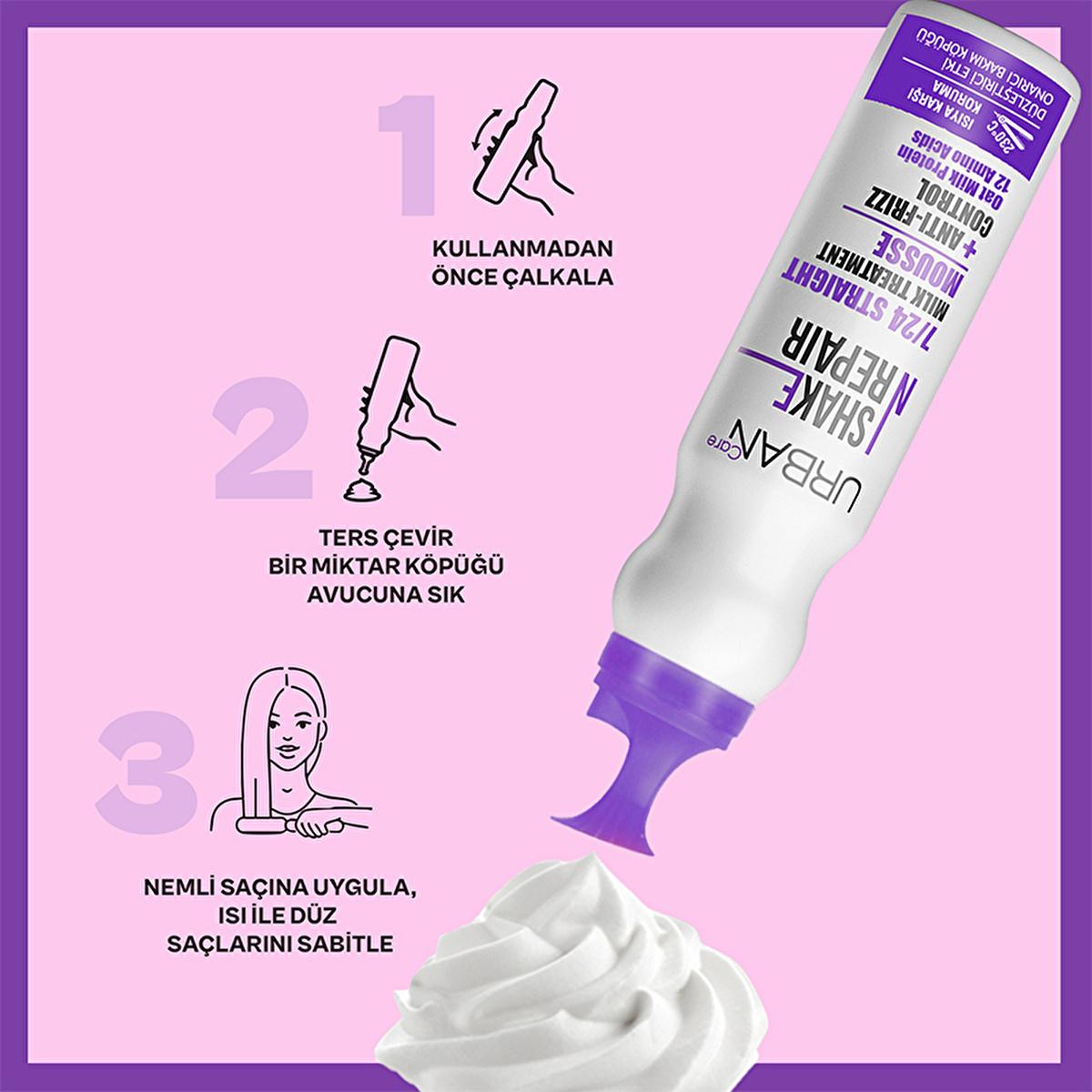 Urban Care Shake N Repair Hair Smoothing Foam - Vegan, Heat Protectant, Dermatologically Tested by Beauty Care Bag