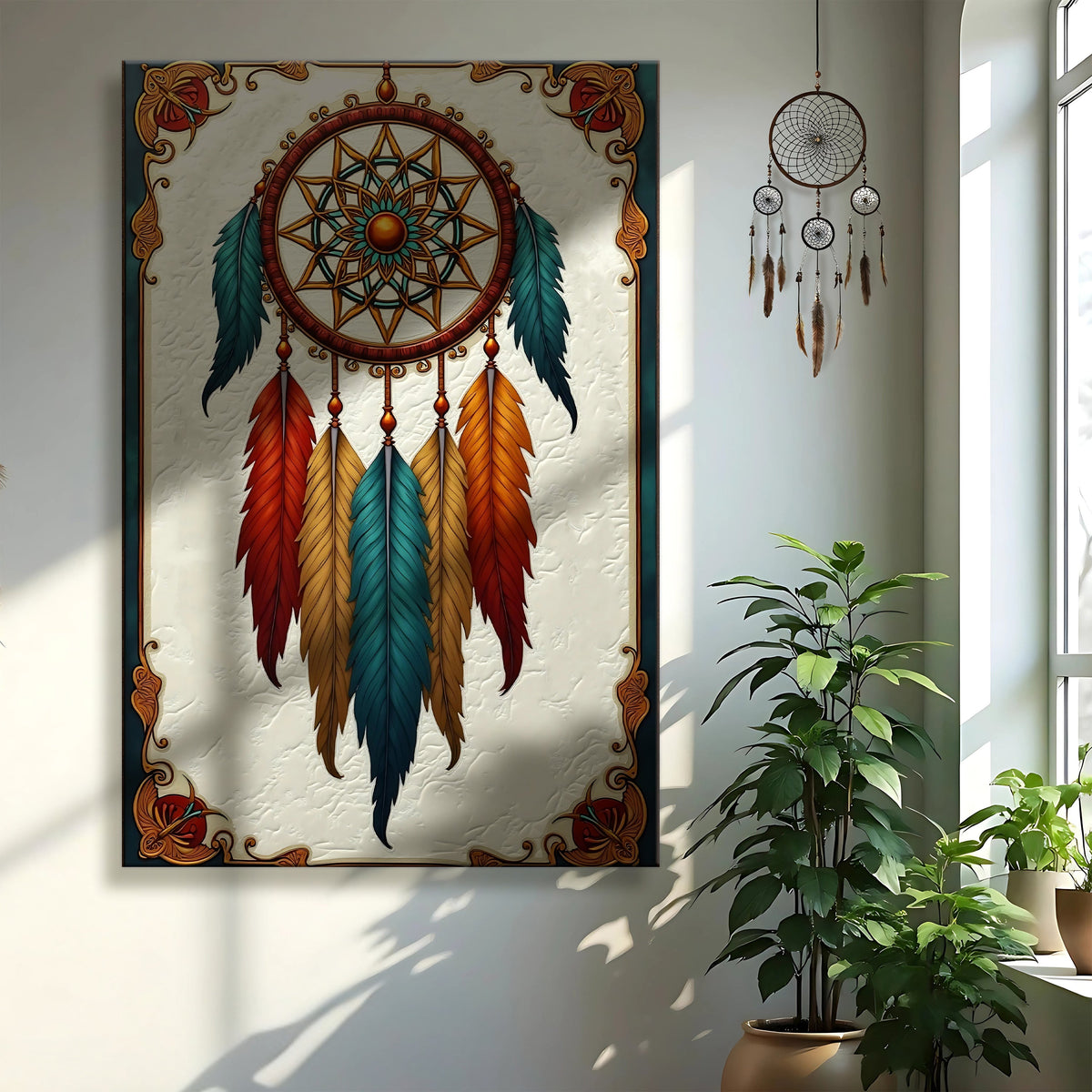 3D Whispering Feathers Wall Art V canvas by Tailored Canvases shown in a room setting, view 2
