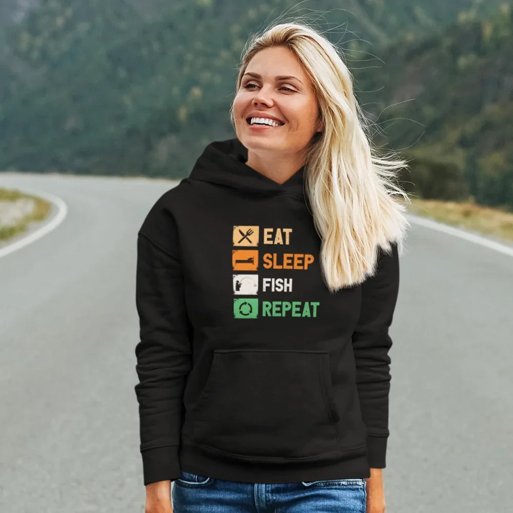 Eat Sleep Fishing Repeat Unisex Hoodie by Outdoorzees