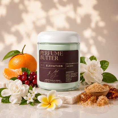ELEVATION – The Luxury Body Butter Perfume | Floral Gardenia, Jasmine & Italian Mandarin Fragrance | Hydrating Skin Moisturizer | Sweet Elegant Long-Lasting Scent | Perfume Butter by CB