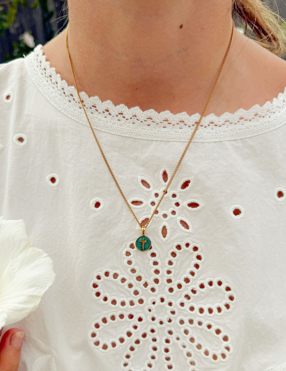 Emerald Agape Cross Pendant Necklace by Elevated Faith