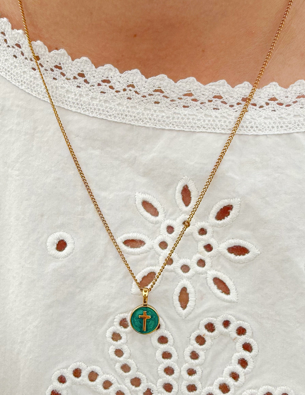 Emerald Agape Cross Pendant Necklace by Elevated Faith