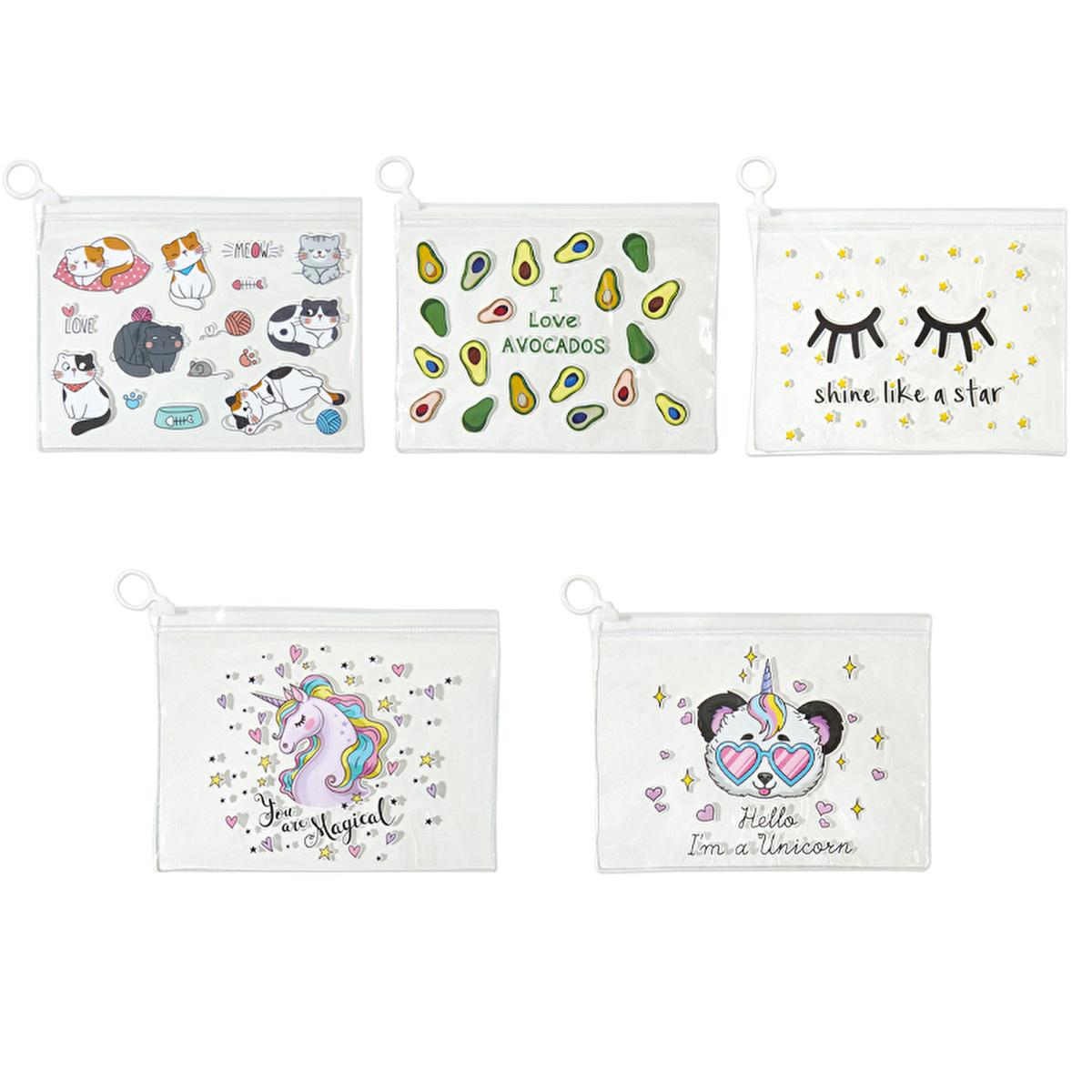 Eklips Transparent Makeup Bag with Assorted Designs - Compact, Versatile Storage for Cosmetics & Travel Essentials by Beauty Care Bag