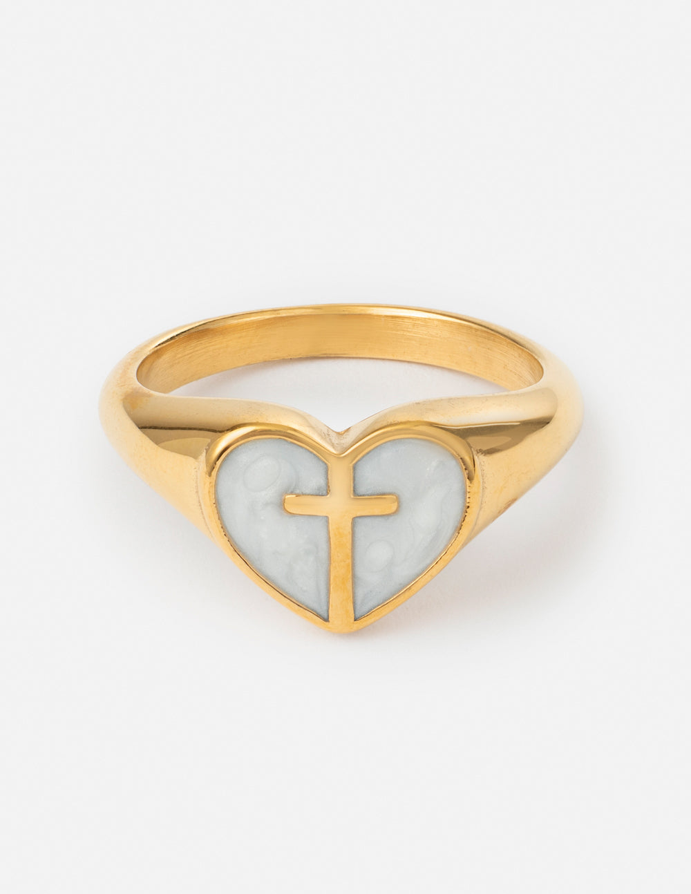 Enamel Heart Cross Ring by Elevated Faith